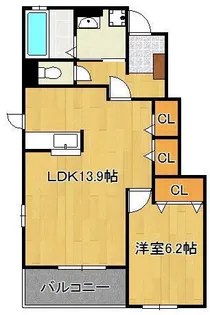 ドミール赤坂【1階】の間取り