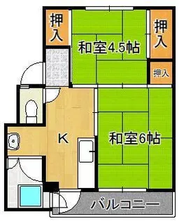 ビレッジハウス畑1号棟【2階】の間取り