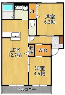クラヴィエ赤坂A【2階】の間取り