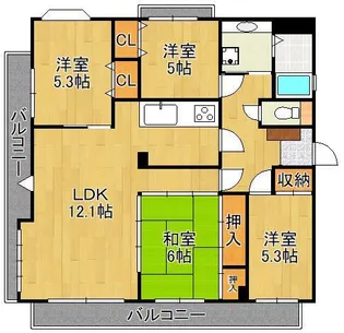 アメニティ三萩野 1102号室【11階】の間取り