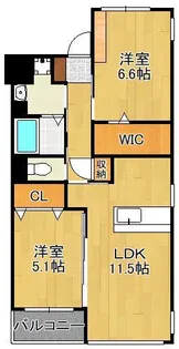 2LDKの間取り画像