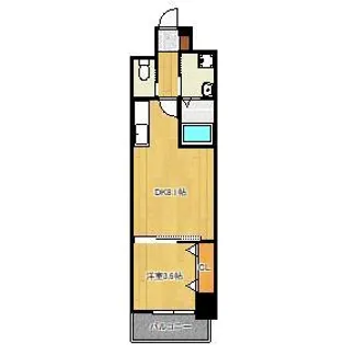 ERUZA GLANZ 中津口【6階】の間取り