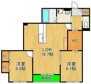 メゾンルボア大里【1階】の間取り
