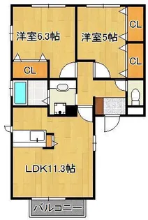 プラージュKJ【1階】の間取り