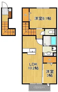 セジュールK D棟【2階】の間取り