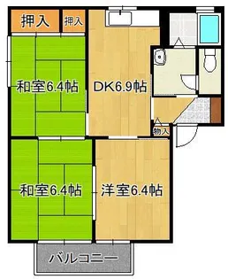 サープラス若久 B棟【2階】の間取り