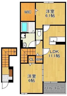 リヴァーサ 朽網【2階】の間取り
