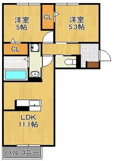 喜宝 Yukuhashi【1階】の間取り