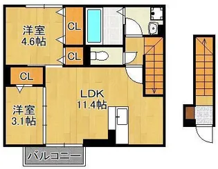 D-ROOM下貫【2階】の間取り