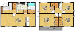 福岡県北九州市小倉南区朽網西1丁目【一戸建】の間取り
