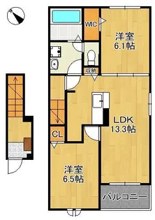 ニューライズ苅田 Ⅱ【2階】の間取り
