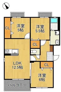 Muu.朽網駅北【3階】の間取り