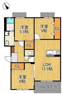 Muu.朽網駅北【3階】の間取り