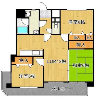ヒルサイド守恒【3階】の間取り