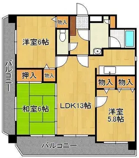 ヒルサイド守恒【5階】の間取り