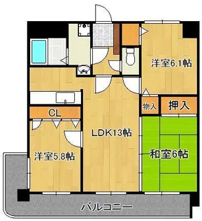 ヒルサイド守恒【5階】の間取り