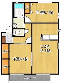 リヴ アヴェニールB棟【2階】の間取り