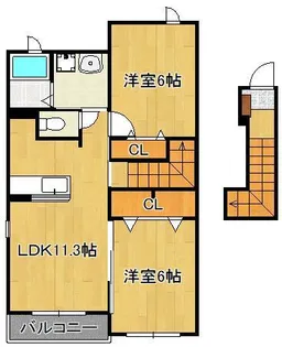 アバンツァートカーサ溝尻C棟【2階】の間取り