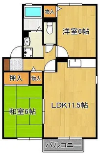 グロワール長行B棟【2階】の間取り