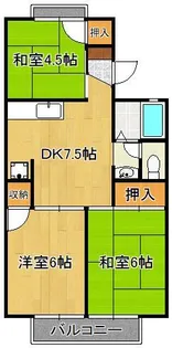 ボンセジュール企救丘B棟【2階】の間取り