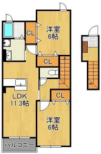コーポ鷲峰Ⅱ【2階】の間取り