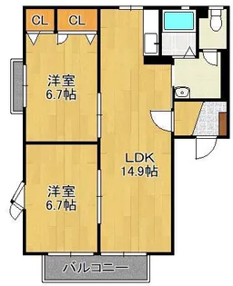 フレグランス常磐B棟【2階】の間取り