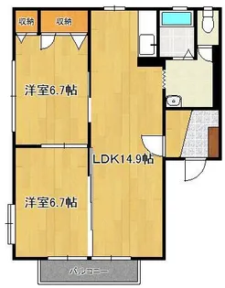 フレグランス常磐B棟【1階】の間取り