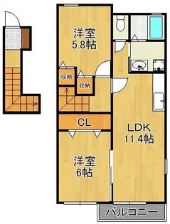 サンフラワー・アベニュー E棟【2階】の間取り