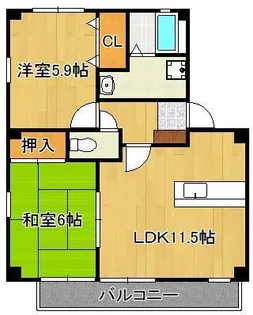 フォブール徳力【3階】の間取り