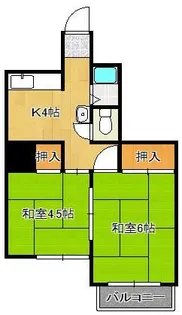 ハイツ奈香緒【2階】の間取り