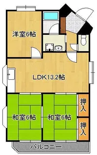 サンシティ三萩野【2階】の間取り