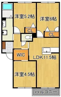 クラヴィエ三萩野 B棟【2階】の間取り