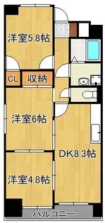 ベルヒルズ則松【5階】の間取り