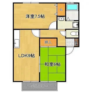 ウィンディア穴生Ⅰ・Ⅱ【2階】の間取り