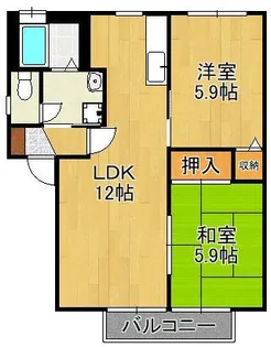 2LDKの間取り画像