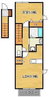 サン・フレイムYABE B【2階】の間取り