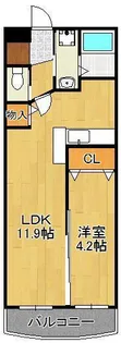 クオリア陣原【2階】の間取り