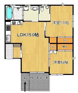 ウェルカーサ陣原【1階】の間取り