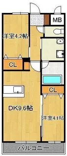 グランビュー黒崎南【2階】の間取り
