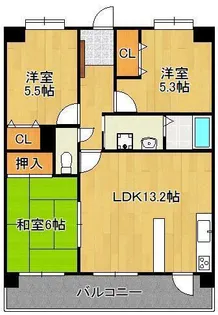 アクロス黒崎ロイヤルヒルズ316号室【3階】の間取り