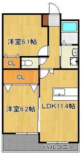 浜町テラス【2階】の間取り