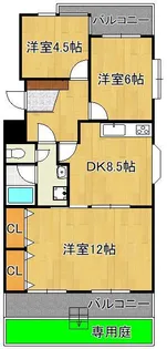 コーポランド黒崎紅梅101号室【1階】の間取り