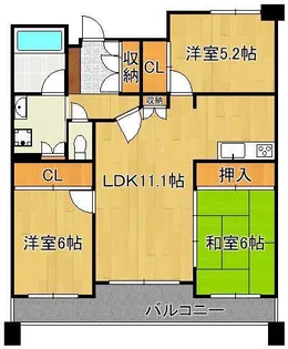 サンパーク鷹の巣Ⅱ 1102号室【11階】の間取り