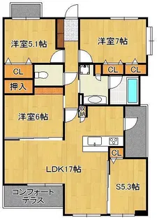 センチュリーナ中央【2階】の間取り
