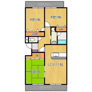 アネーロあそう【6階】の間取り