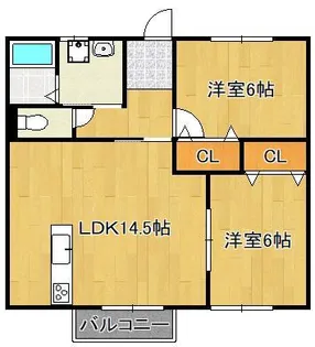 2LDKの間取り画像