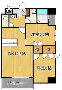 2LDKの間取り画像