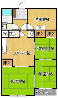 エメラルドマンション牧山A棟 302号室【3階】の間取り
