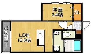Cherim戸畑Ⅲ【2階】の間取り