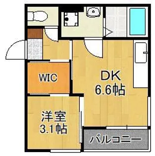 1DKの間取り画像